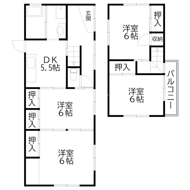 神野町石守貸家 間取り図
