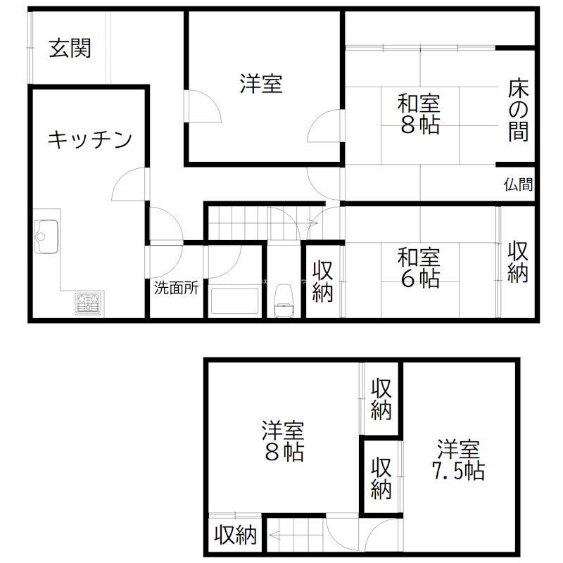 朝日町　貸家 間取り図