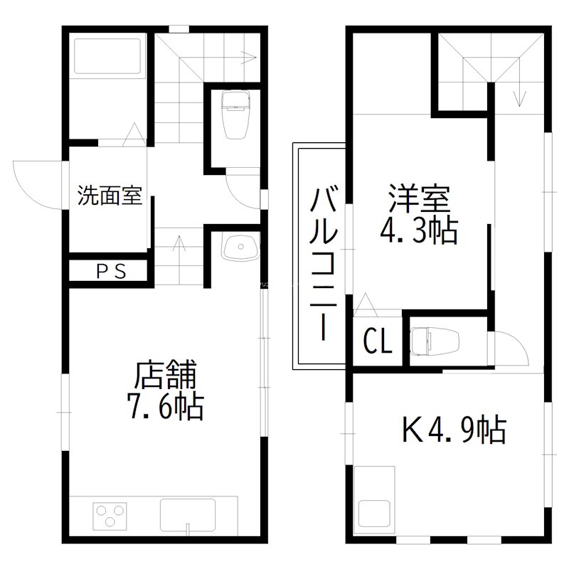 播磨町店舗付き戸建 間取り図