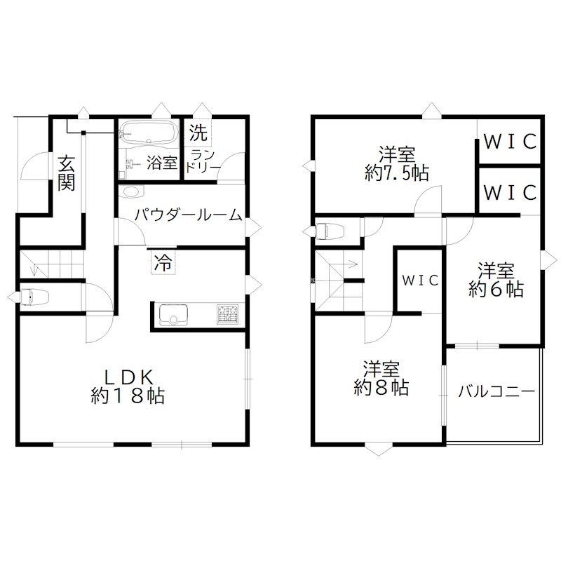 加古川市野口町長砂・戸建 間取り図