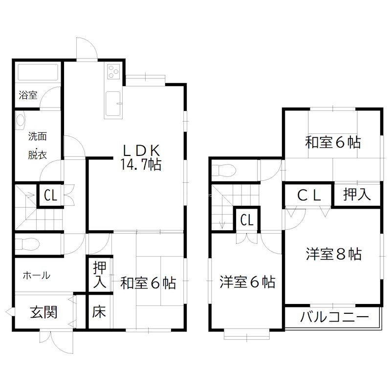 米田町米田　戸建て 間取り図