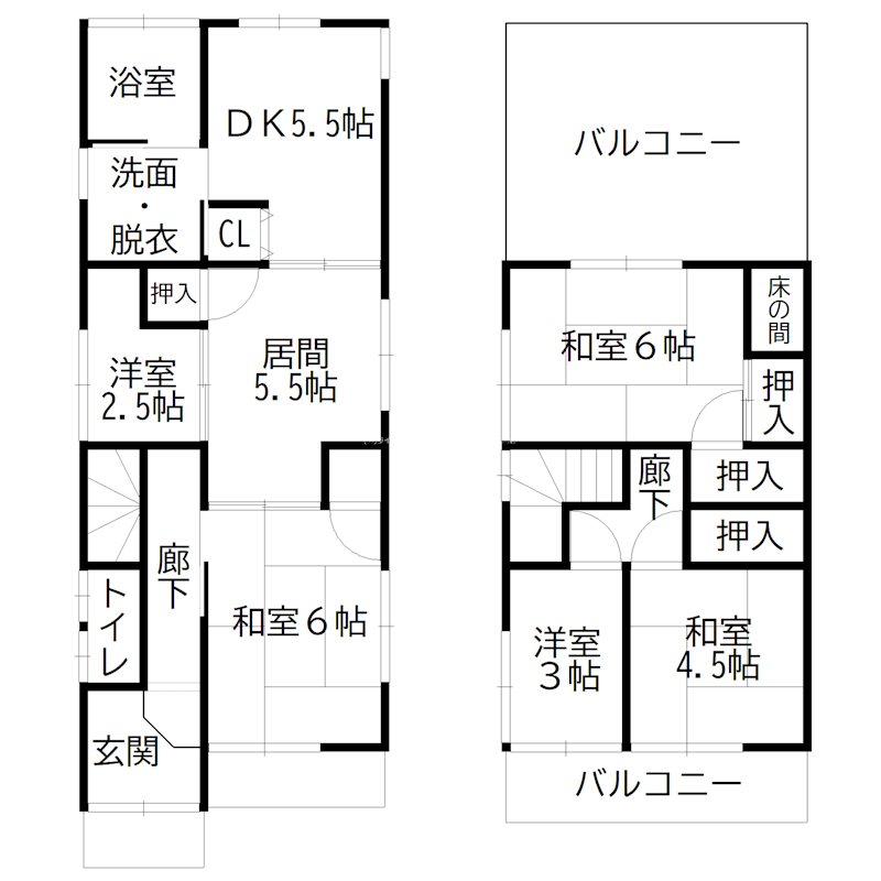 平岡町一色貸家 間取り図