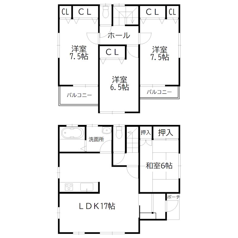 間取り 平岡町新在家 戸建て 間取り図