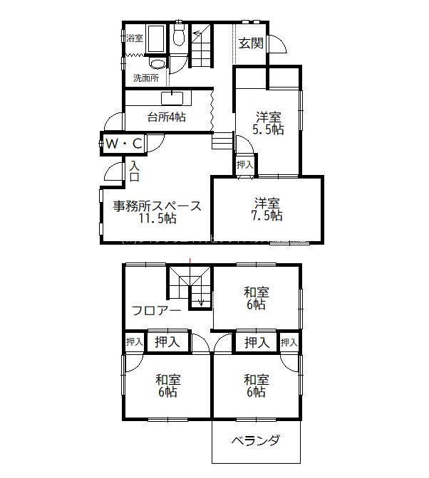 中筋　戸建貸家 間取り図
