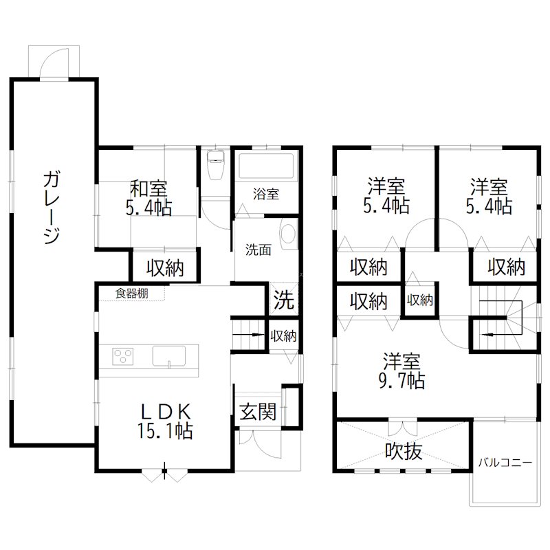 別府ガレージハウス 間取り図