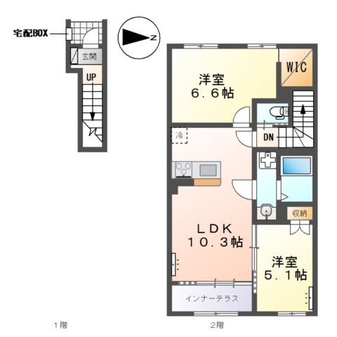 加古郡稲美町国岡　アパート新築 間取り図