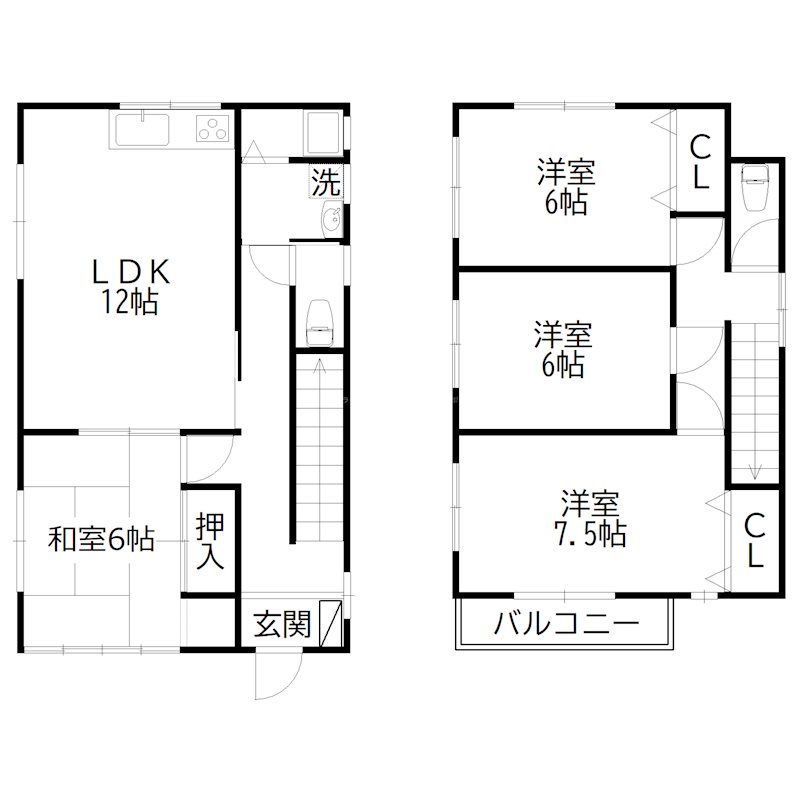 加古川市神野町西条貸家 間取り図