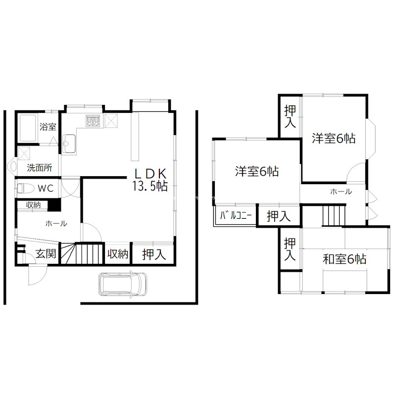 百合丘 戸建賃貸 間取り図