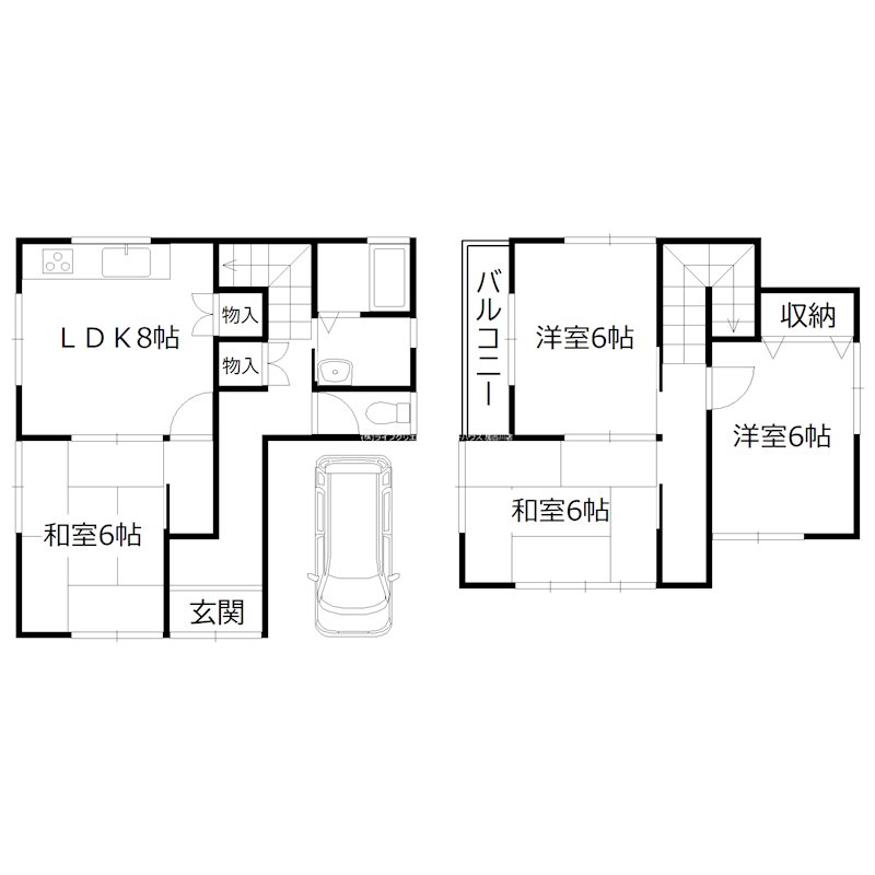 高砂市緑丘・貸家 間取り図