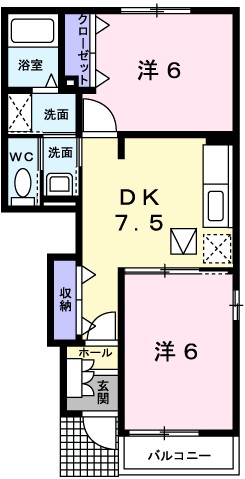 ツイン　ハウスオークＢ 間取り図