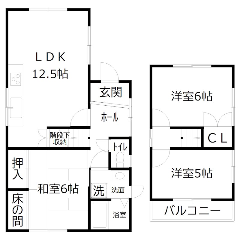 口里戶建て２ 間取り図