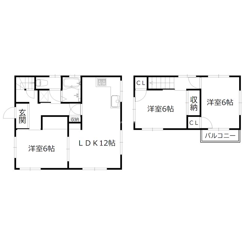 高砂市北浜町西浜・貸家 間取り図