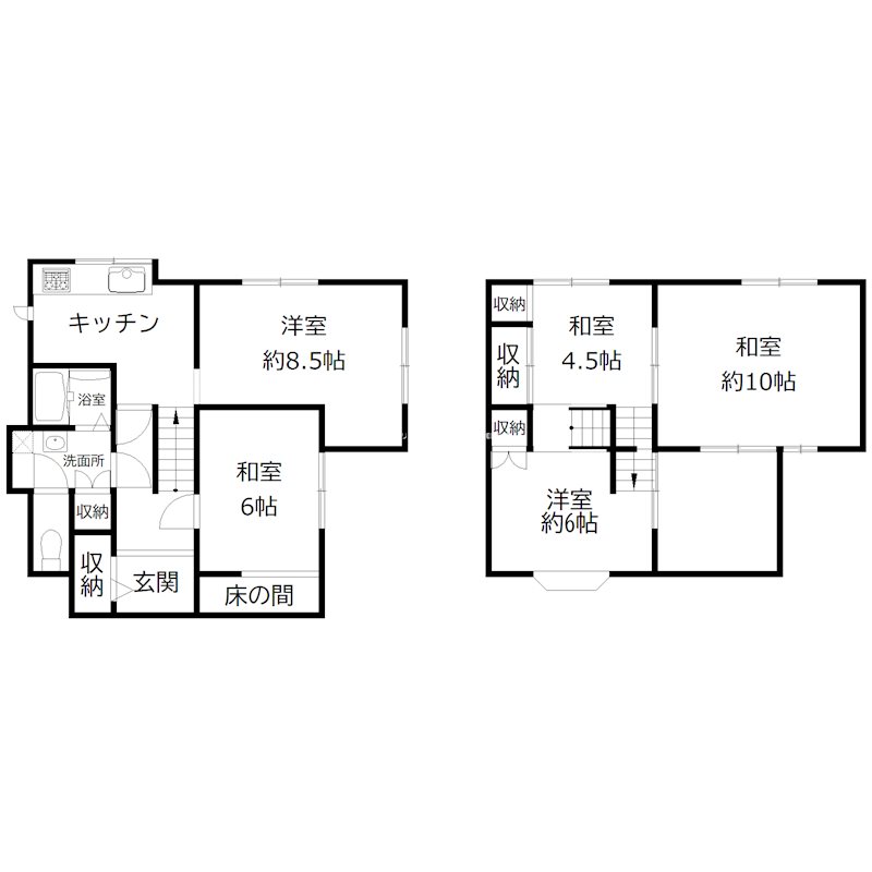 加古川市野口町北野・貸家 間取り図