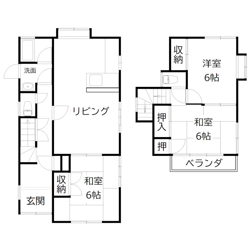 播磨町南大中・貸家 間取り図