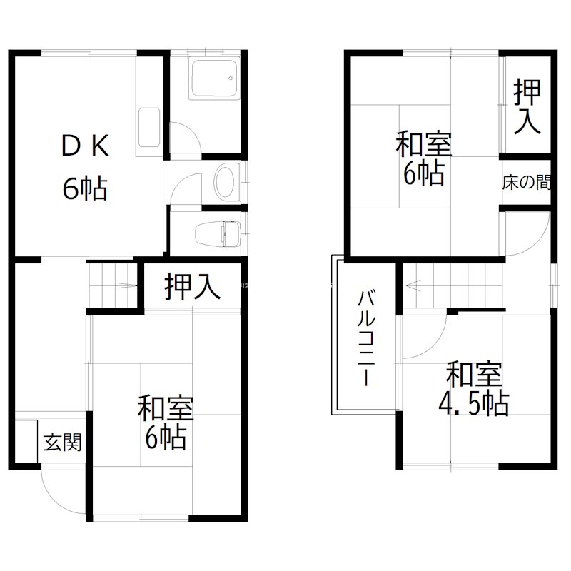 高砂市時光寺町貸家 間取り図