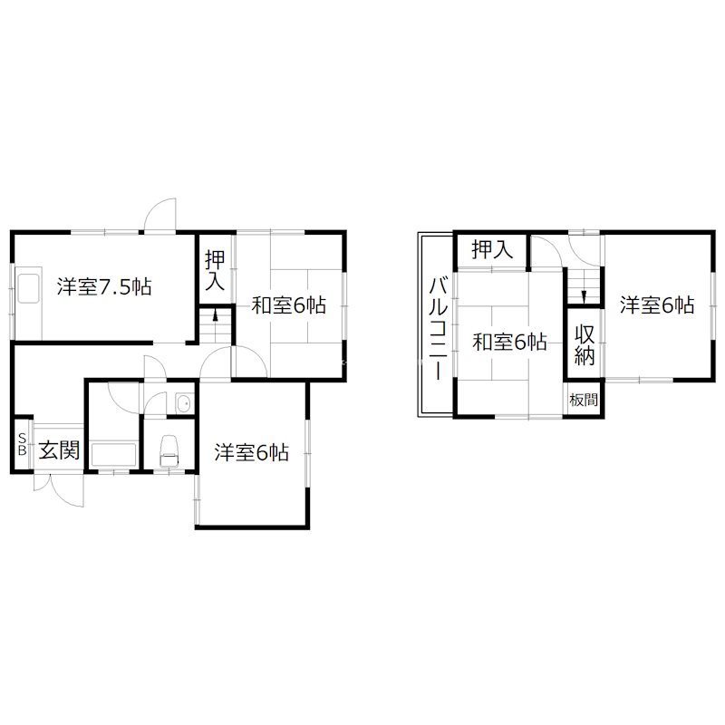 平岡町高畑戸建て 間取り図