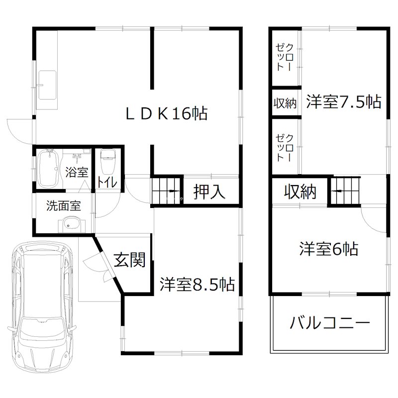 北本荘一丁目戸建 間取り図