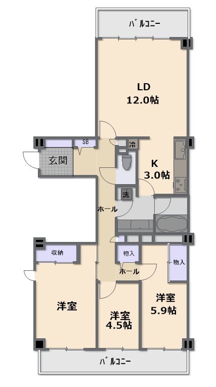 ヴィルセゾン小手指A棟 間取り