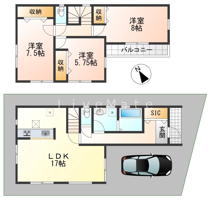 松陰戸建　2号棟 間取り
