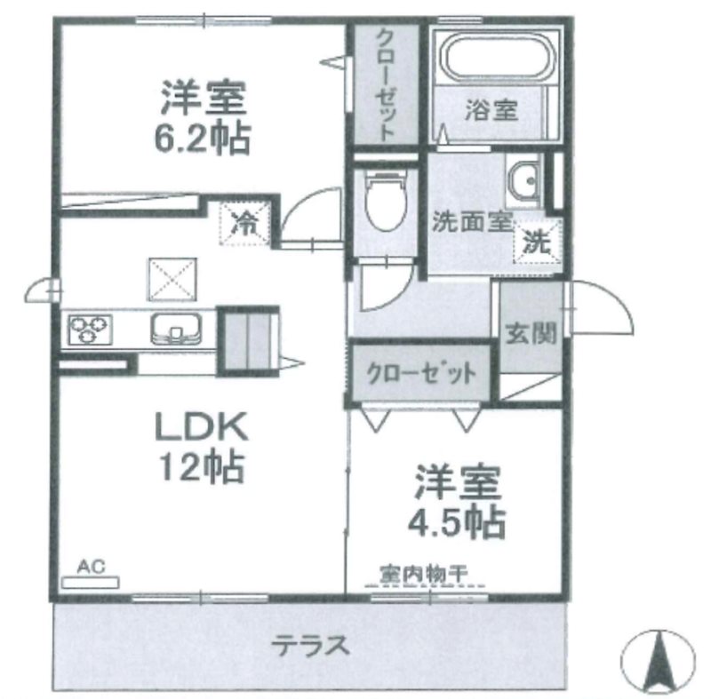 D-room長住北B棟 間取り