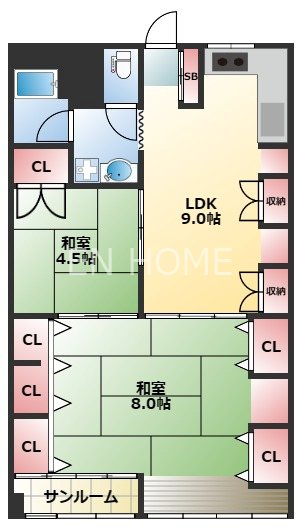 烏ヶ辻コーポ 間取り