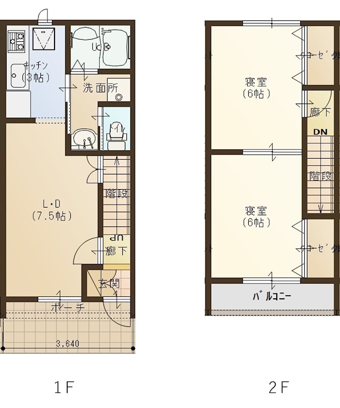オレンジハウス B・D号室 間取り