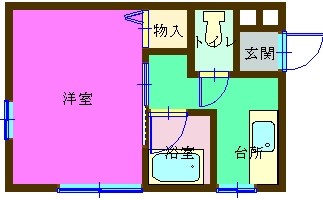 コーポレインボウ 1E号室 間取り