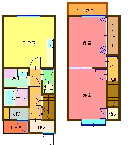 シャトーカスタムネイビーブルーA棟 B号室 間取り