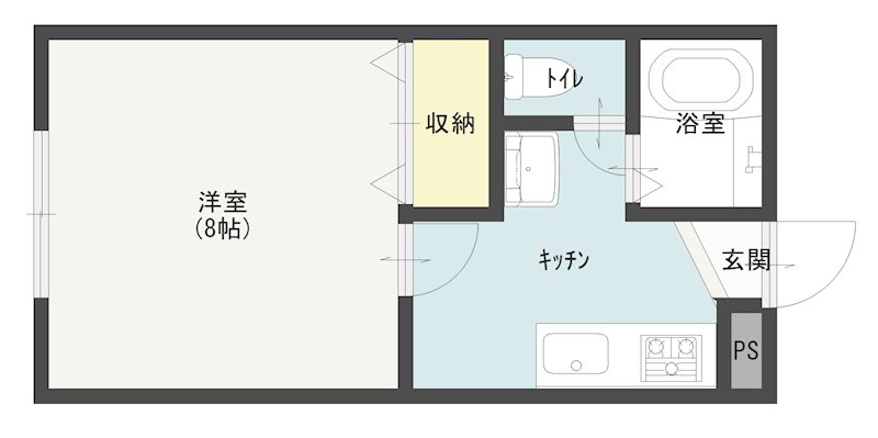 カスタム錦町 1B・2B号室 間取り