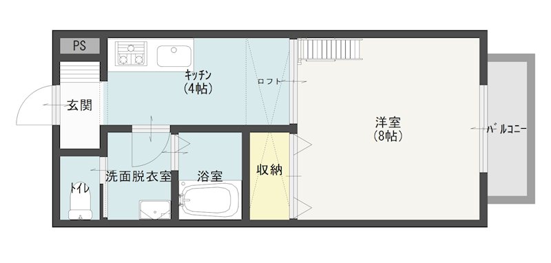 スワンハイツ高見台 1C号室 間取り