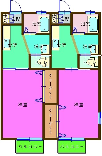 サンハイツ高見台 102・103号室 間取り