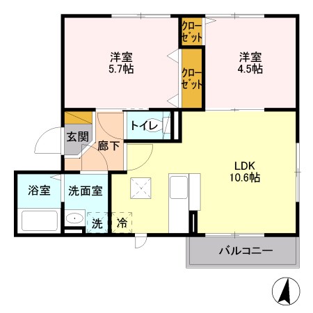 グランメゾン 101号室 間取り