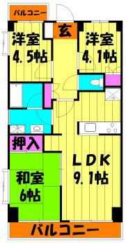 ハピネスMB越谷 間取り図