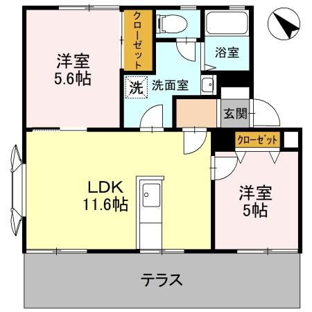 ライフタウニーA街区　2号棟 間取り図