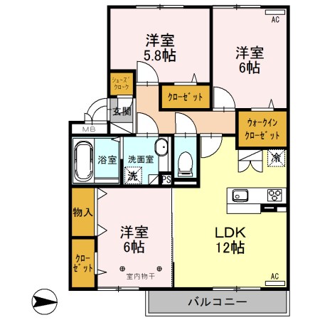 ロイジェントパークスレイクタウンⅢ　L 間取り図