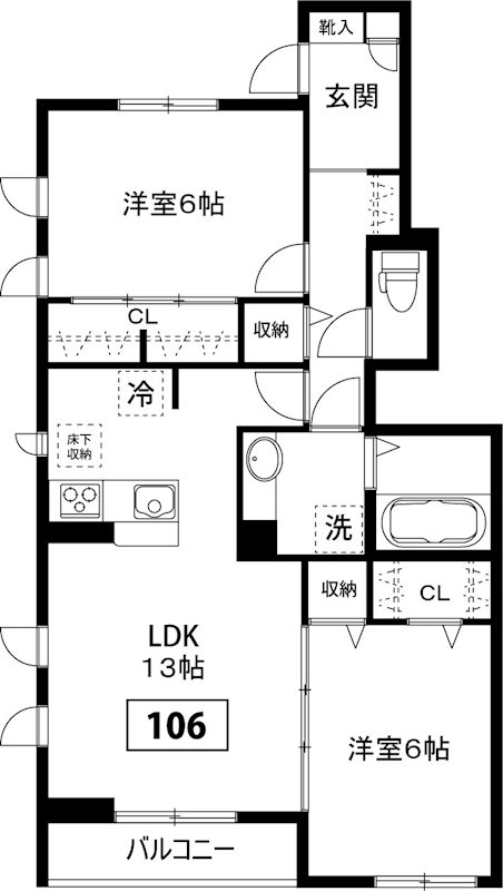 グランドステージⅡ 106号室 間取り