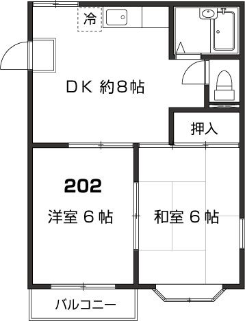 カーサ・フィオーリ 202号室 間取り