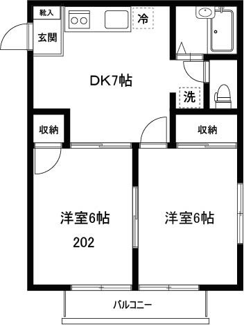 ジュネスいなほ 202号室 間取り