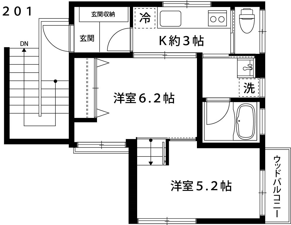 調布N.S 201号室 間取り