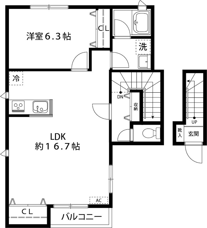フェリーチェ誉田 201号室 間取り