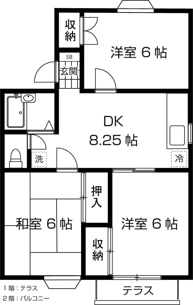 メンバーズタウン厚木A棟 102号室 間取り