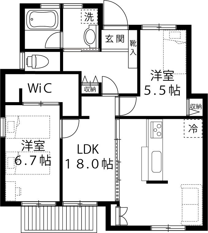鷺宮住宅1階 1号室 間取り