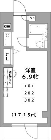 貝取学生会館 202号室 間取り