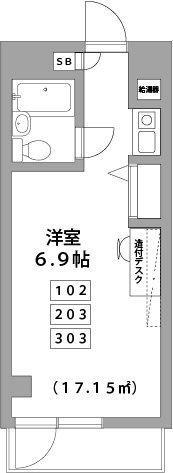 貝取学生会館 303号室 間取り