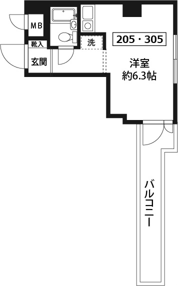 ほんまちプリンスパレス 205号室 間取り