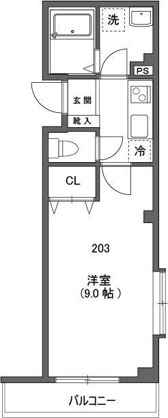 エーデルワイス 203号室 間取り