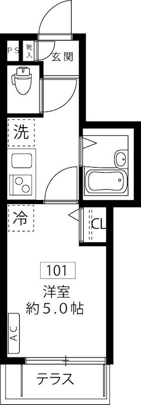 ウィステリア島津山 101号室 間取り