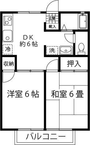 エクセルハイム 203号室 間取り