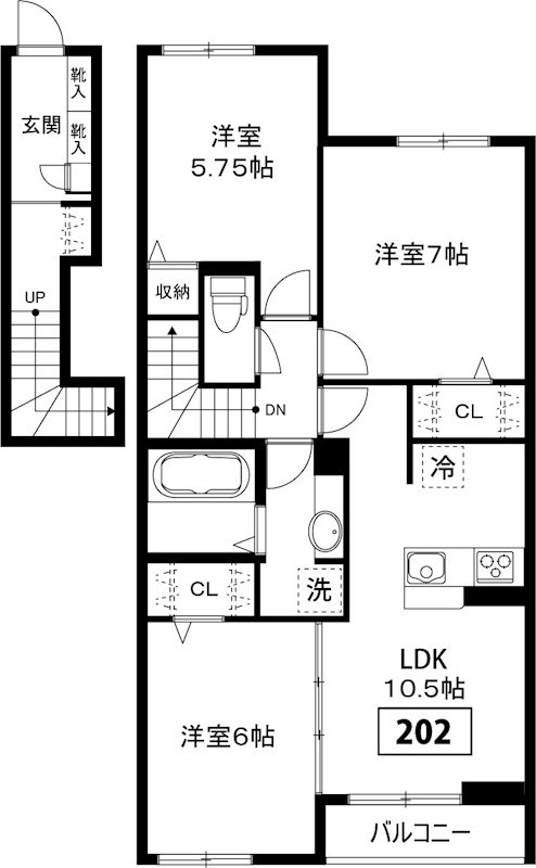 グランドステージⅡ 202号室 間取り