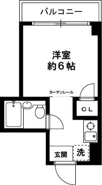 フラットシティ 2-E号室 間取り